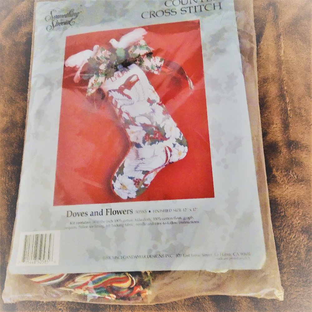 Something Special Counted Cross Stitch“Doves & Flowers”Christmas Stocking Kit